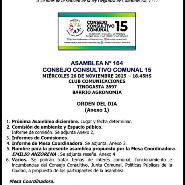 ORDEN DEL DIA ASAMBLEA&nbsp;168
